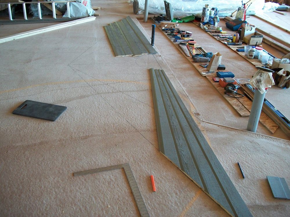 East gable sunburst layout and prefab.