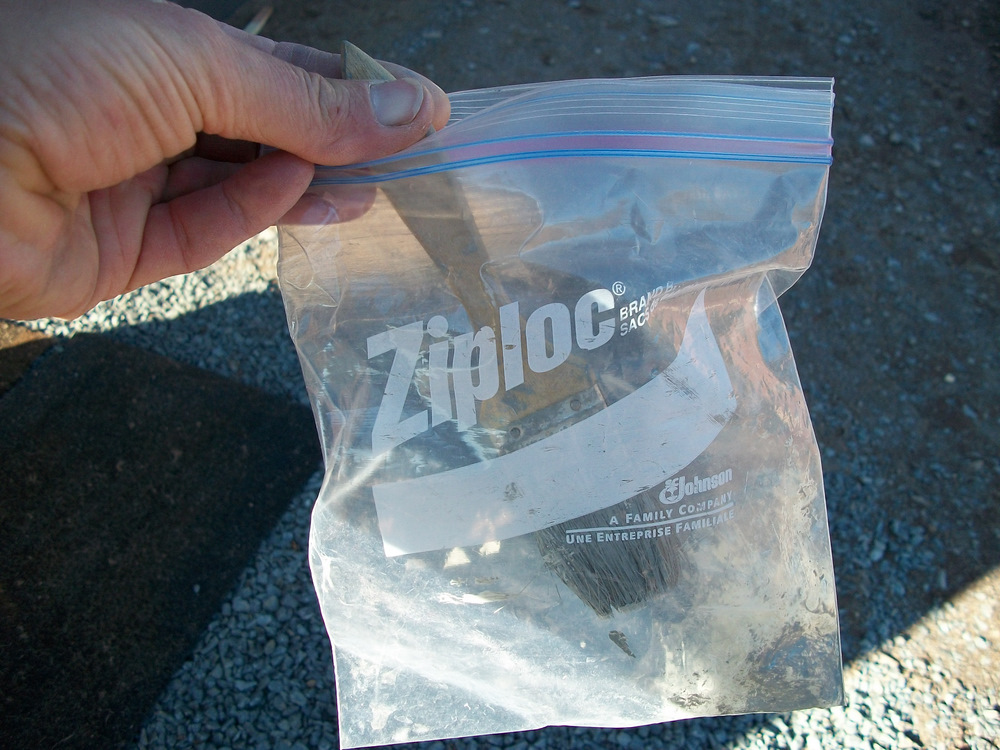 End coating brush for siding.