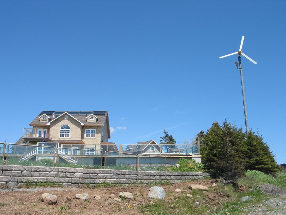 Another 10 kW Bergey installed at Cow Bay by the then Second Source Power, now Seaforth Energy. Easily within 50